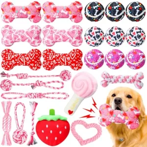 25 Pcs Valentines Dog Toys Set