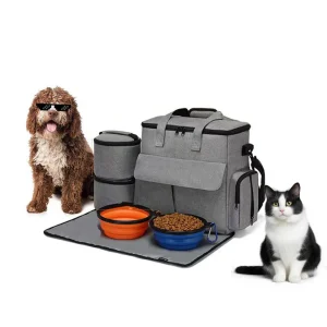 Dog Travel Backpack /Food Bags Waterproof Placemat Foldable Bowls